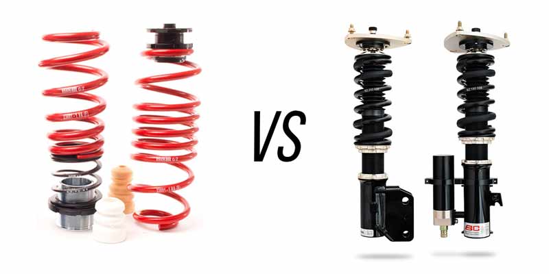 Lowering springs versus coilovers comparison for car suspension