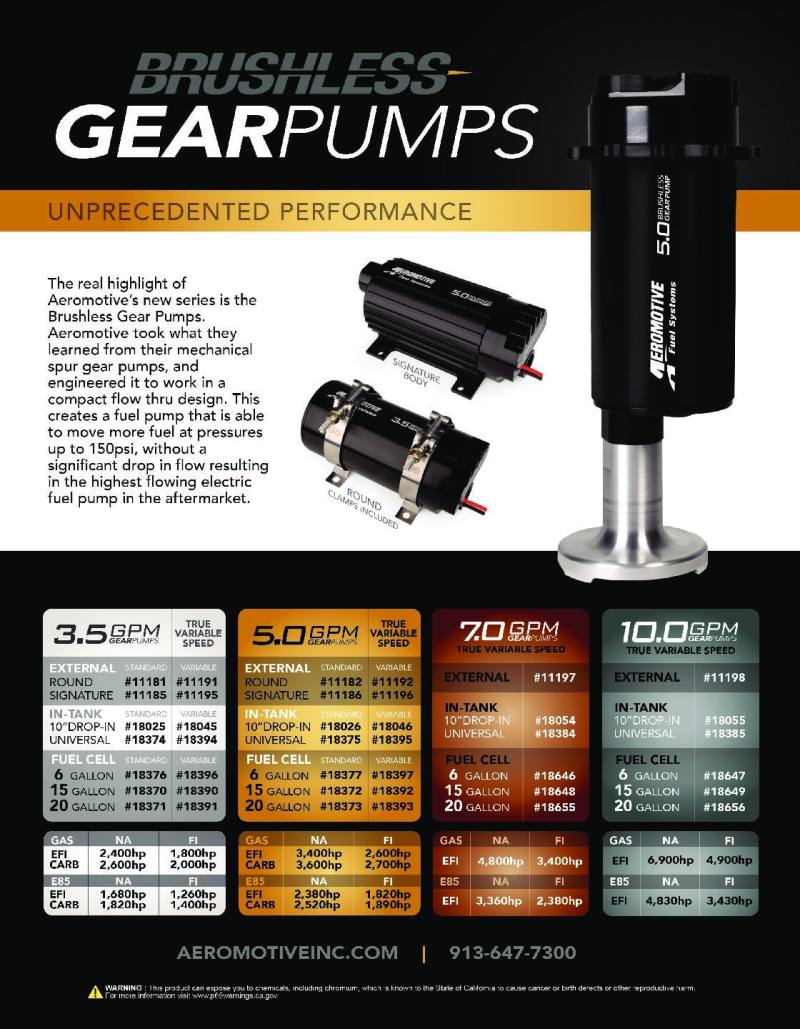 Aeromotive Fuel Pump - Universal - In-Tank Brushless 3.5gpm Spur Gear 18374