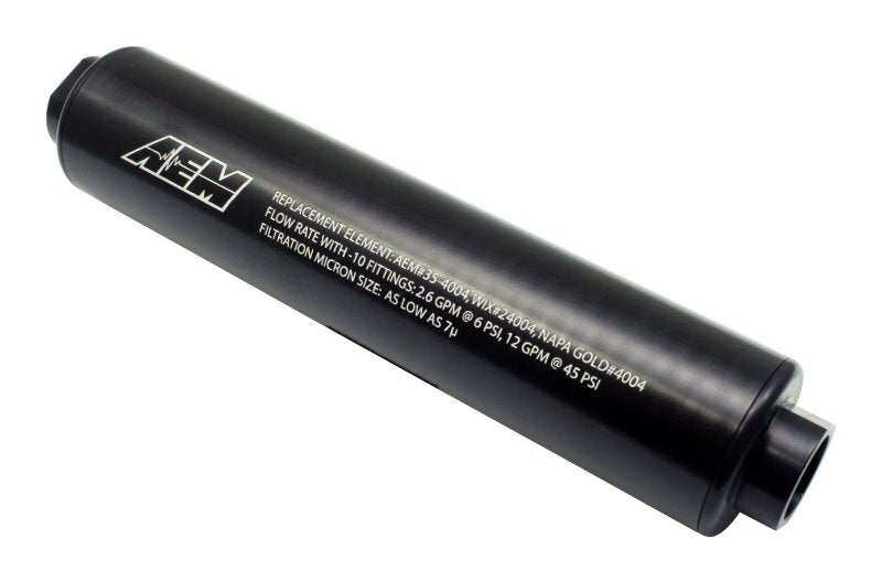 AEM Electronics Black Universal High Flow -10 AN Inline Fuel Filter (view 2)