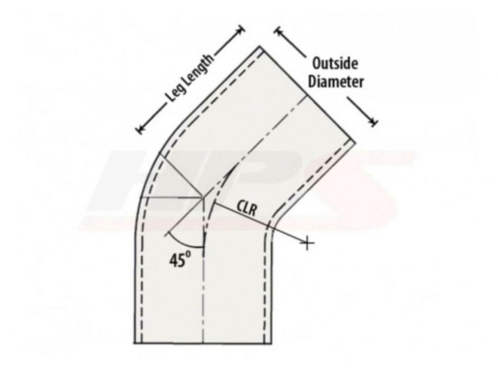 HPS 3-1/4" OD 45 Degree Bend 6061 Aluminum Elbow Pipe Tubing 16 Gauge w/ 3" CLR (view 2)