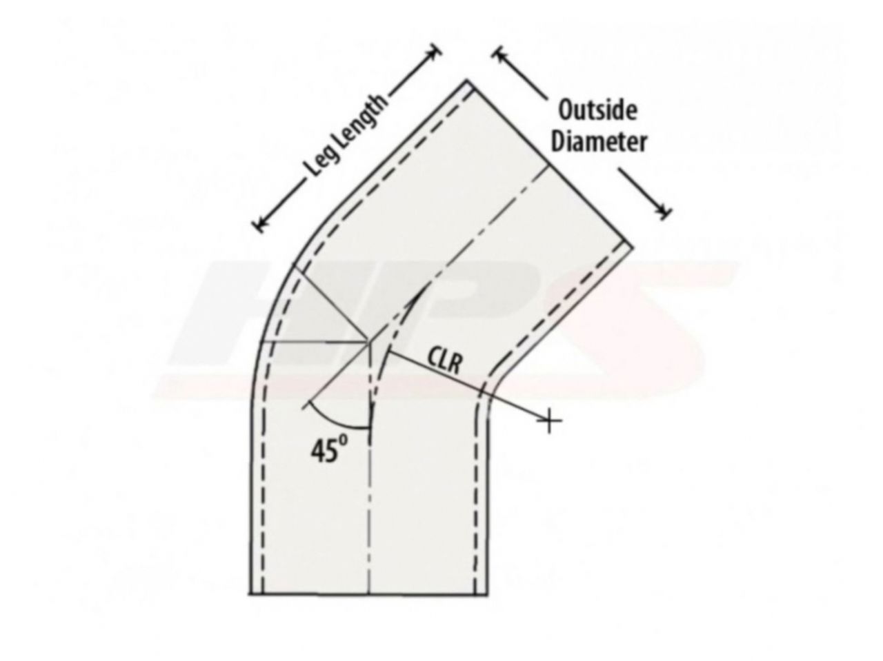 HPS Performance Products HPS 1-1/2" OD 45 Degree Bend 6061 Aluminum Elbow Pipe Tubing 16 Gauge w/ 2" CLR (view 2)