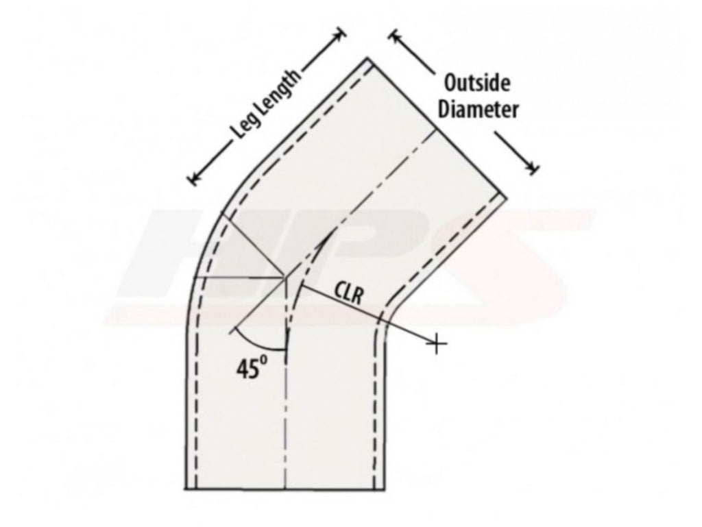 HPS Performance Products HPS 1" OD 45 Degree Bend 6061 Aluminum Elbow Pipe Tubing 16 Gauge w/ 1-1/2" CLR (view 2)