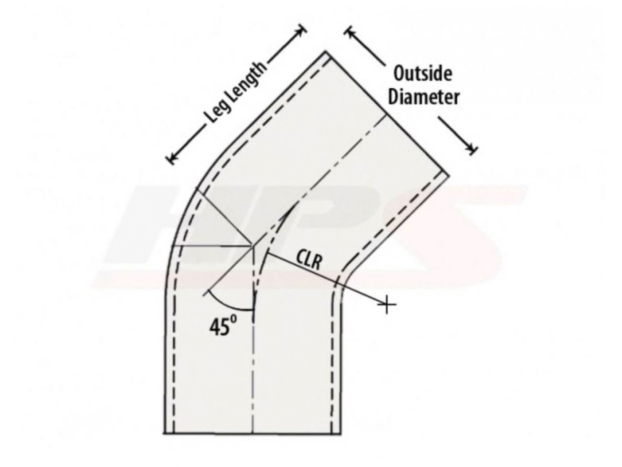 HPS Performance Products HPS 1" OD 45 Degree Bend 6061 Aluminum Elbow Pipe Tubing 16 Gauge w/ 1-1/2" CLR (view 2)