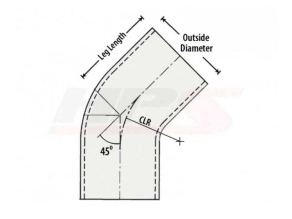 HPS Performance Products HPS 1-1/4" OD 45 Degree Bend 6061 Aluminum Elbow Pipe Tubing 16 Gauge w/ 2" CLR (view 2)