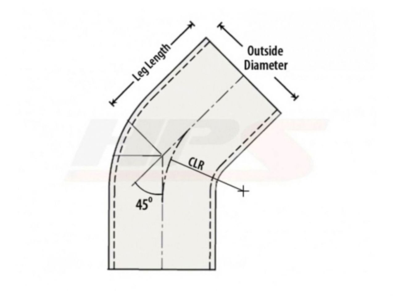 HPS Performance Products HPS 1-1/4" OD 45 Degree Bend 6061 Aluminum Elbow Pipe Tubing 16 Gauge w/ 2" CLR (view 2)