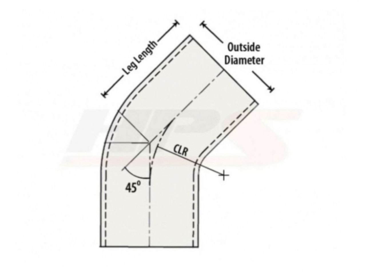 HPS Performance Products HPS 1-3/4" OD 45 Degree Bend 6061 Aluminum Elbow Pipe Tubing 16 Gauge w/ 2" CLR (view 2)