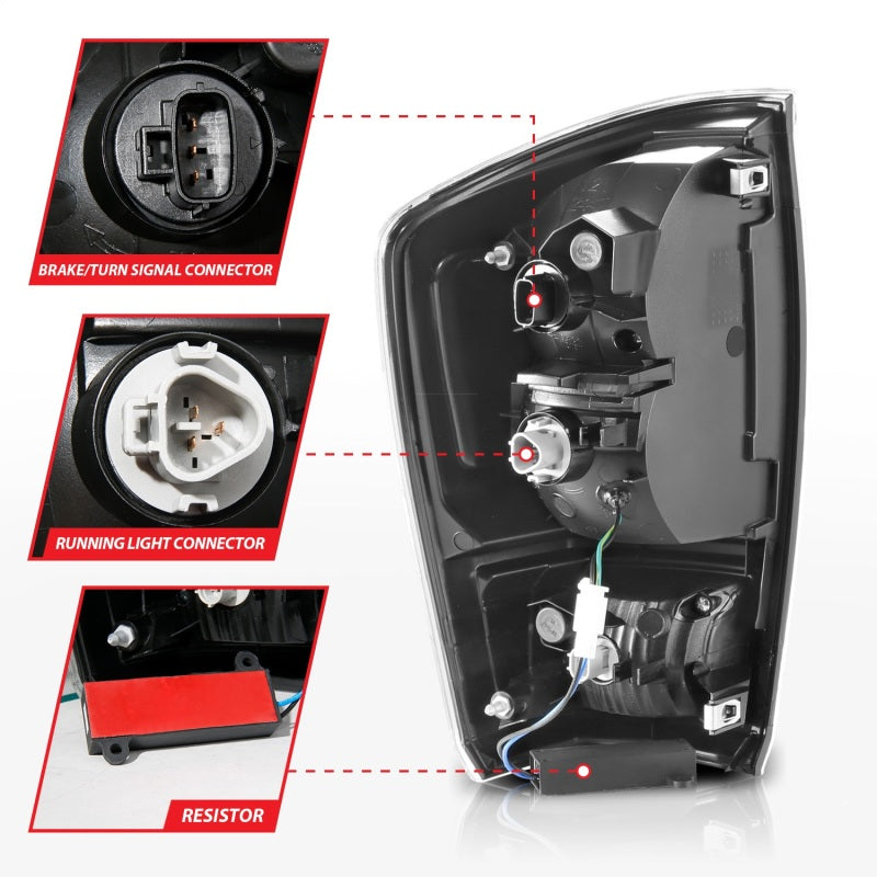 ANZO 16-21 Toyota Tacoma LED Tail Lights - w/ Light Bar Sequential Black Housing & Clear Lens 311400
