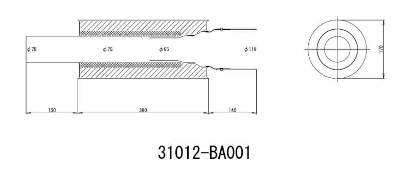 HKS Universal Carbon-Ti Cat-Back Exhaust - 170mm Shell/75mm Diameter (view 2)