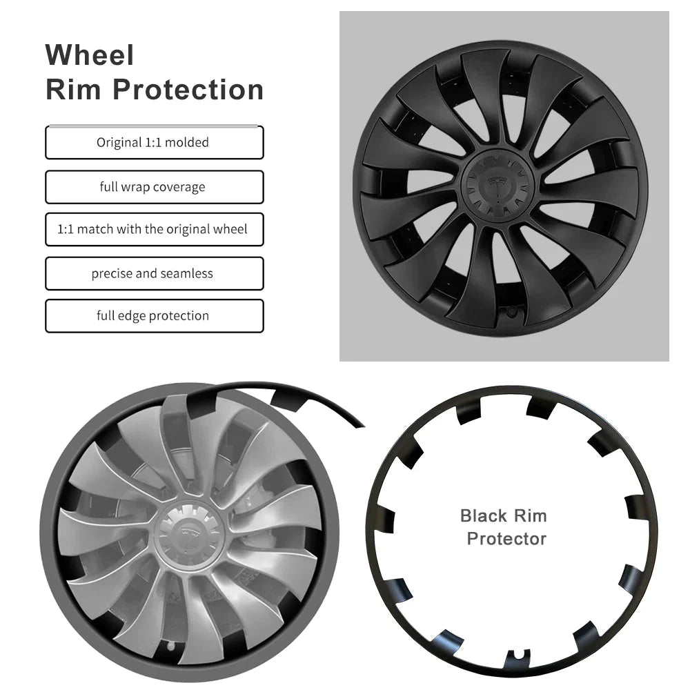 Split Hub Center Cap Covers for Model Y 20"/21" | 4-Piece Set | 5 Colors | Curb Rash Protection (view 2)