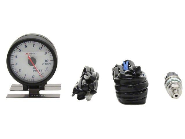 APEXi 60mm Oil Pressure Gauge White Face Black Bezel *Discontinued (view 1)