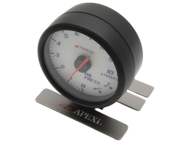APEXi 60mm Oil Pressure Gauge White Face Black Bezel *Discontinued (view 2)