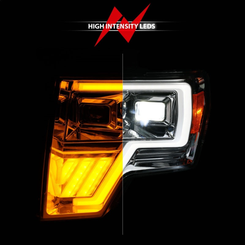 ANZO 09-14 Ford F-150 Full LED Proj Headlights w/Initiation Feature - Chrome 111607
