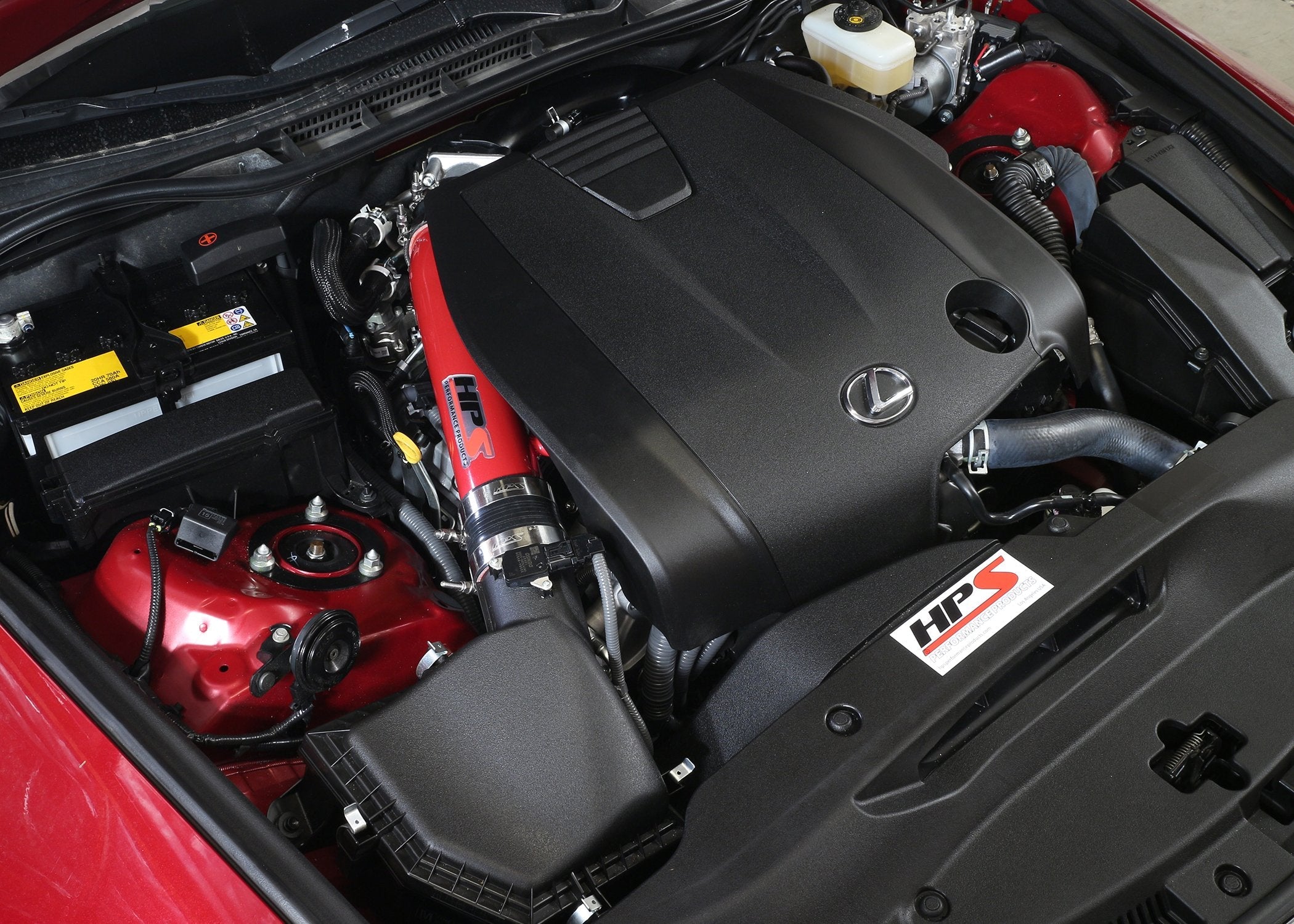 HPS Post MAF Air Intake Tube Kit 2014-2016 Lexus IS250 2.5L V6 Non F-Sport, Red (view 4)