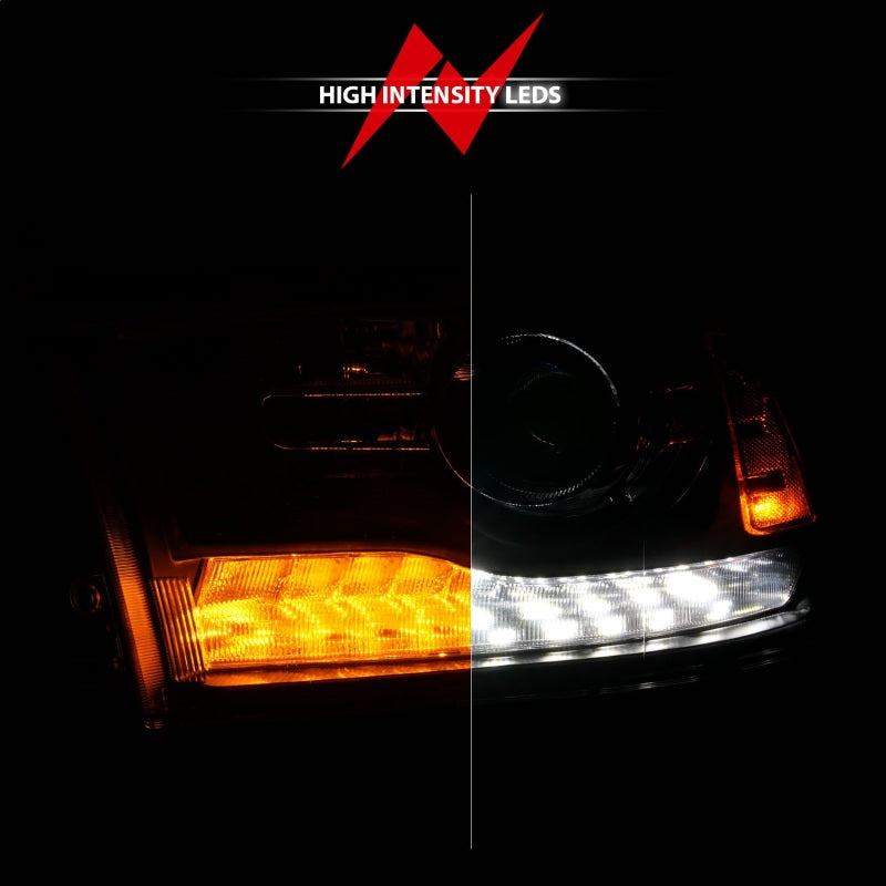 ANZO 09-18 Dodge Ram 1500/2500/3500 LED Plank Style Headlights Switchback + Sequential - Matte Black 111609