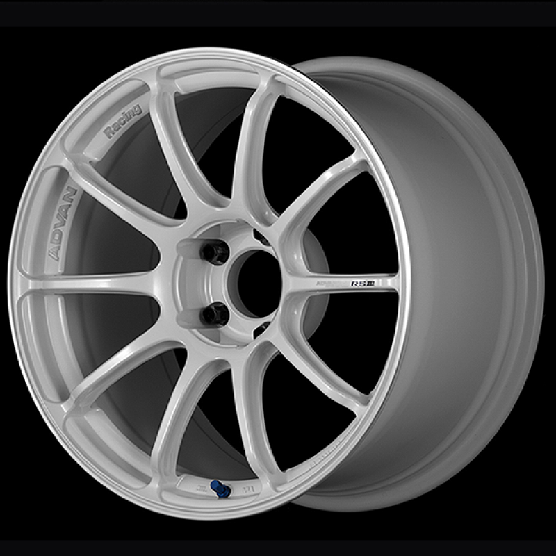 Advan RSIII 18x7.5 / +48 Offset / 5x114.3 / 73mm Bore / Racing White Metallic and Ring YA38F48EWMR
