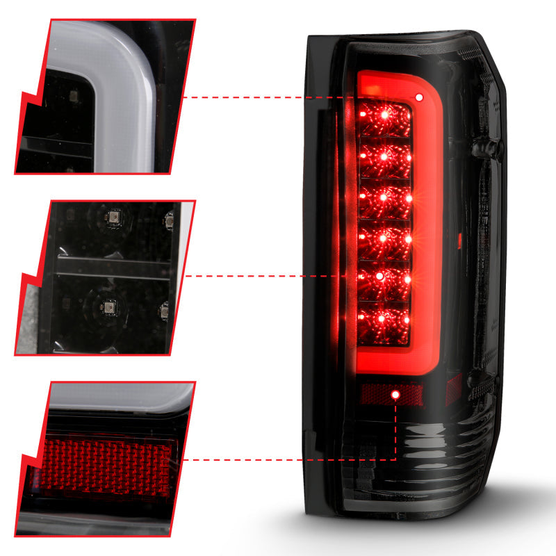 ANZO 1987-1996 Ford F-150 LED Taillights Black Housing Smoke Lens (Pair) 311351