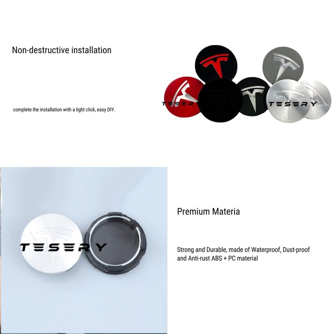 4 Pcs Hub Caps Covers Car for Tesla Model 3/Y/S/X (Diameter 56MM) (view 3)