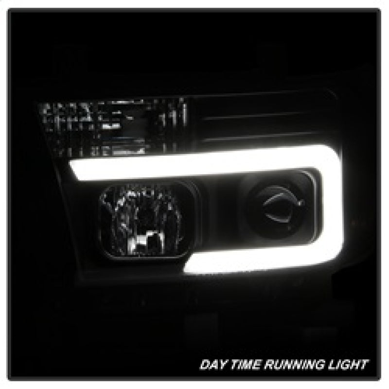 Spyder 08-13 Toyota Sequoia Projector Headlights - Light Bar DRL - Black PRO-YD-TTU07V2-LB-BK 5085344