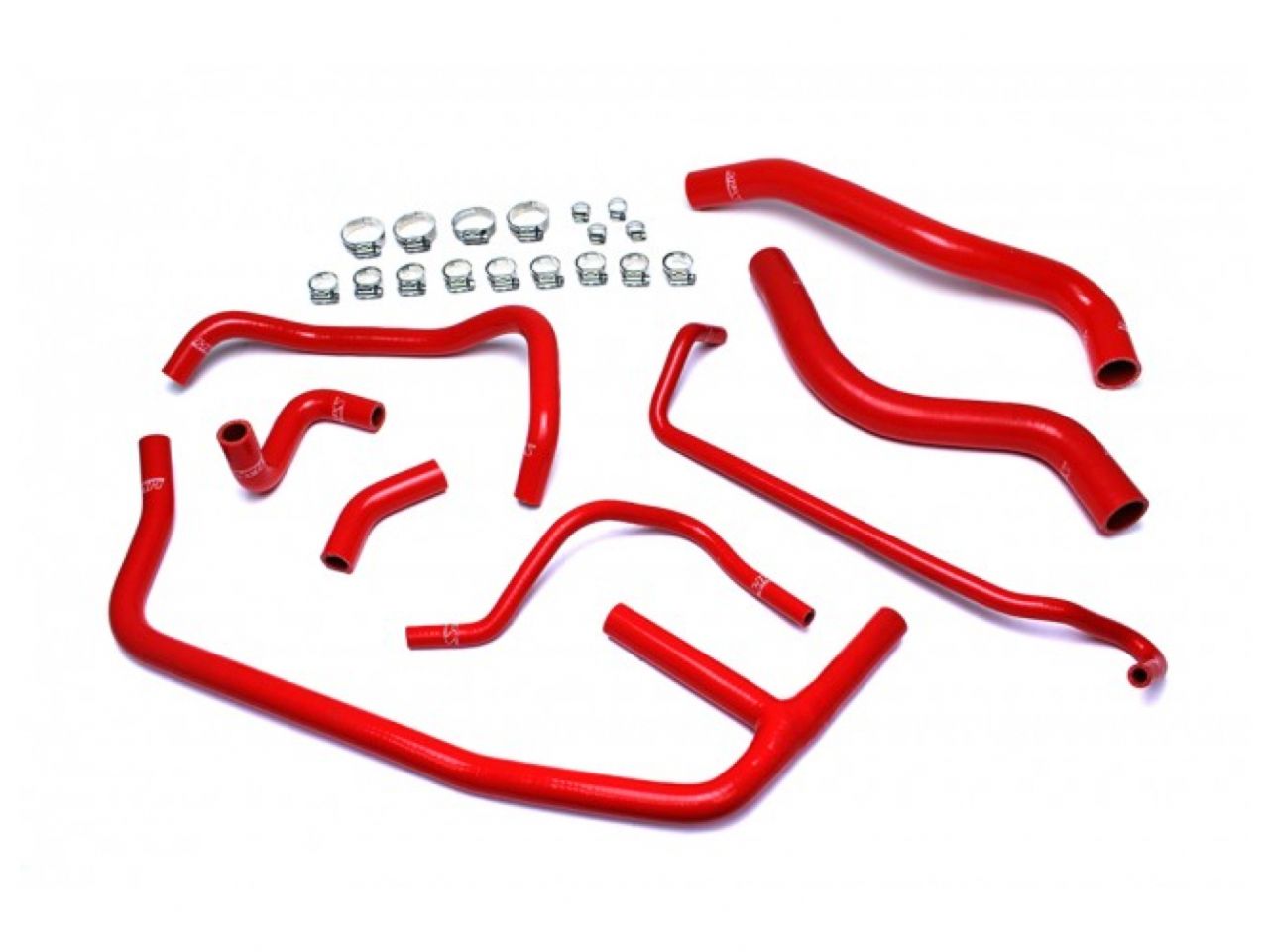 HPS Red Reinforced Silicone Radiator and Heater Hose Kit Coolant Ford 2015-2019 Mustang Ecoboost 2.3L Turbo (view 1)