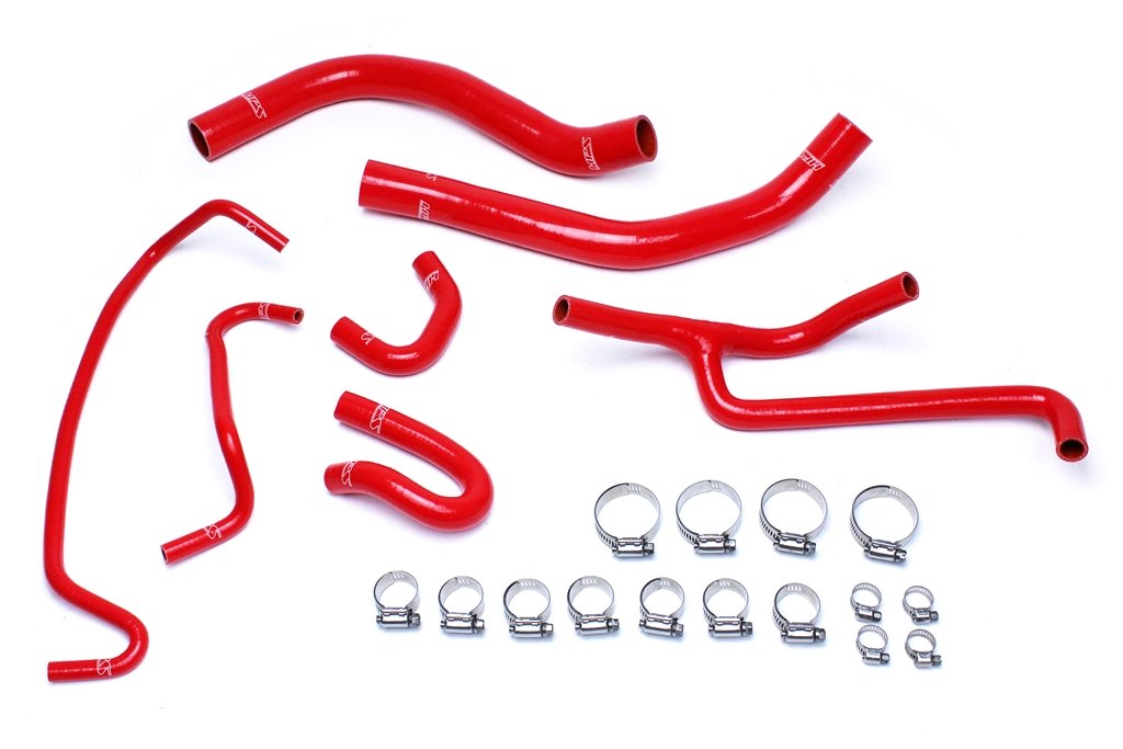 HPS Red Reinforced Silicone Radiator and Heater Hose Kit Coolant Ford 2015-2017 Mustang 3.7L V6 (view 4)