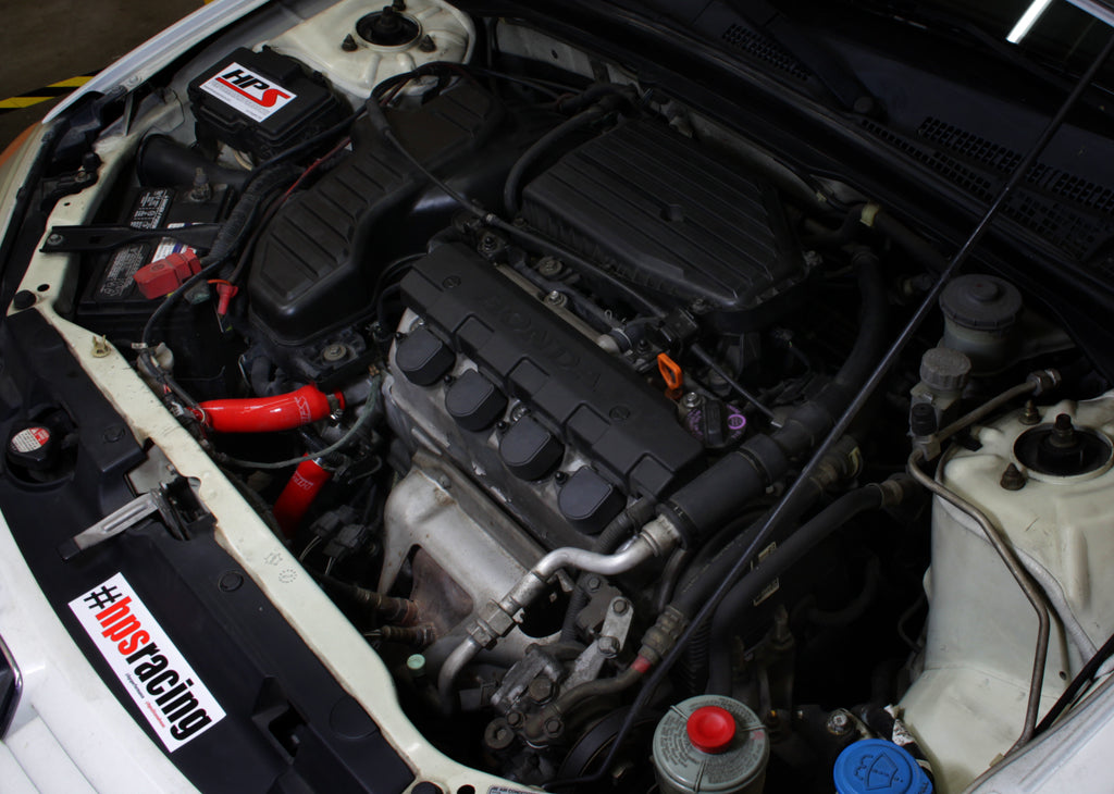 HPS Performance HPS Red Reinforced Silicone Radiator Hose Kit Coolant Honda 01-05 Civic 1.7L Automatic Trans. (view 2)