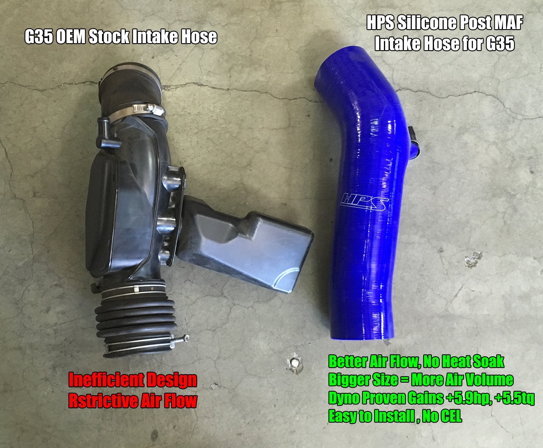 HPS Red Reinforced Silicone Post MAF Air Intake Hose Kit Infiniti 03-06 G35 Sedan 3.5L V6
