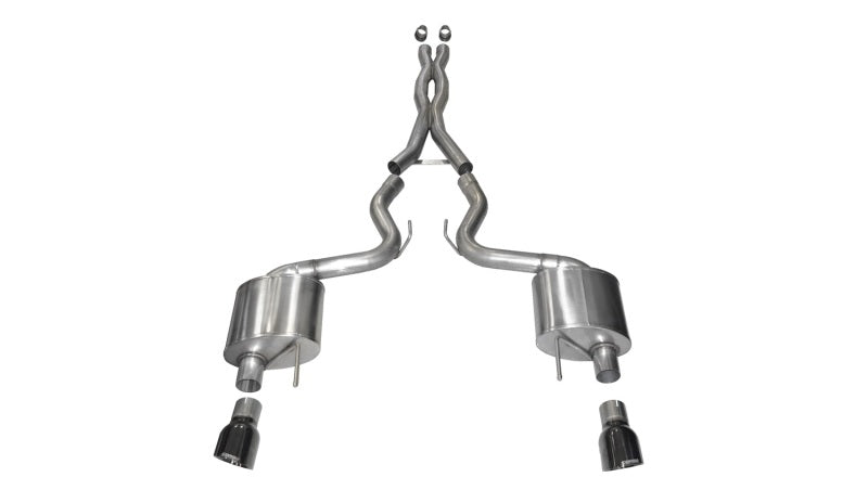 Corsa Performance 2015 Ford Mustang GT 5.0 3" Cat Back Exhaust, Black Dual 4.5" Tip (view 1)