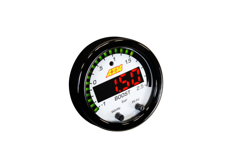 AEM Electronics X-Series Boost Pressure Gauge -30inHg-35psi / -1-2.5bar. Black Bezel & (view 5)