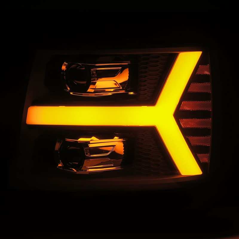 AlphaRex 07-13 Chevy 1500HD PRO-Series Proj Headlight Plank Style Matte Blk w/Activ Light/Seq Signal 880205 *Discontinued