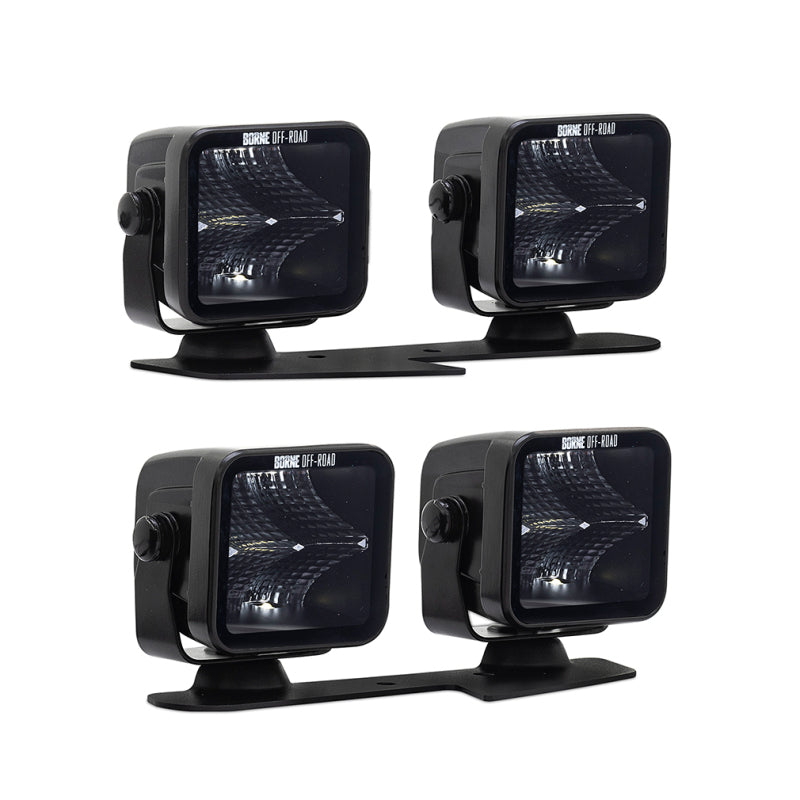 Borne Off-Road 21+ Bronco Light Pods 4pc Ditch 3x3 Flood BNLT-BR-21-DT4F