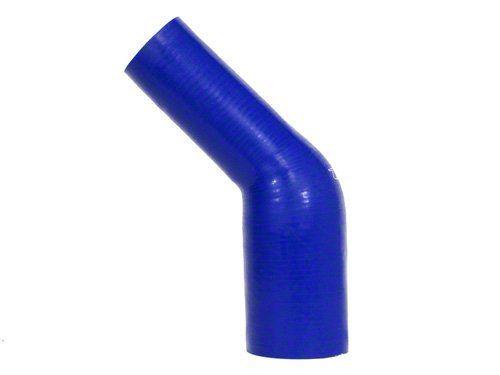 HPS 2-1/2" - 4" ID, Silicone 45 Degree Elbow Reducer Coupler Hose, High Temp 4-ply Reinforced, Blue, 63mm - 102mm ID (view 1)