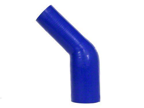 HPS 3" - 3-1/8" ID, Silicone 45 Degree Elbow Reducer Coupler Hose, High Temp 4-ply Reinforced, Blue, 76mm - 80mm ID (view 1)