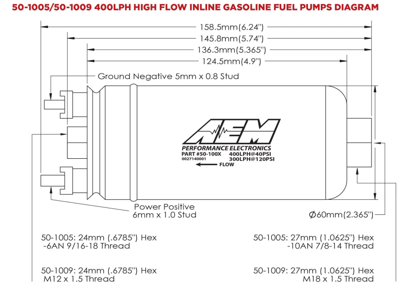AEM Electronics 380lph Inline High Flow Fuel Pump (view 20)