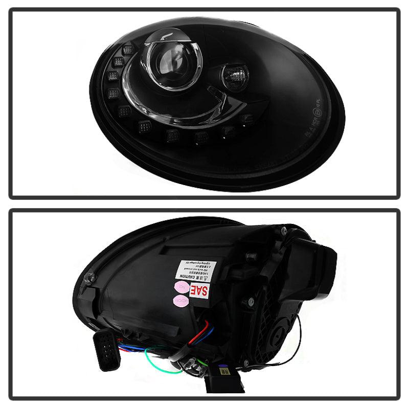Spyder Volkswagen Beetle 06-10 Projector Headlights DRL LED Black PRO-YD-VB06-DRL-BK 5080929
