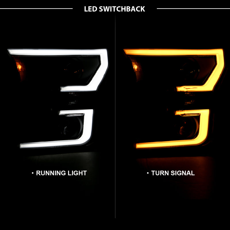 Anzo 2015-2016 Ford F-150 Projector Headlights w/ Plank Style Switchback Bl (view 6)