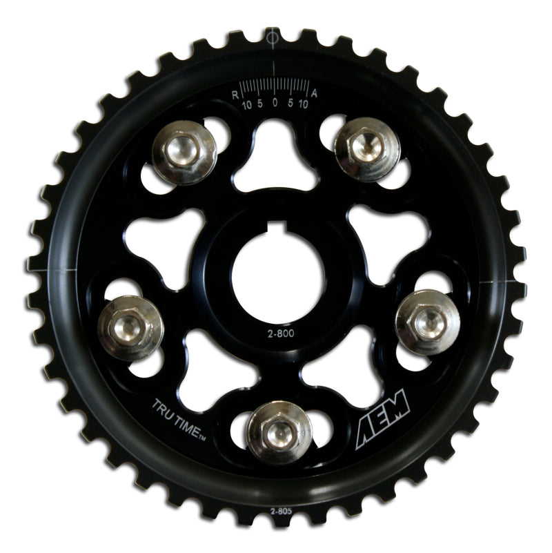 AEM Electronics Tru-Time Cam Gear Black 5-Bolt Honda H22A1 & H22A4 (view 1)