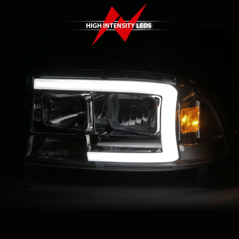 ANZO 97-04 Dodge Dakota/Durango Crystal headlight Set w/ Light Bar Chrome Housing 111592
