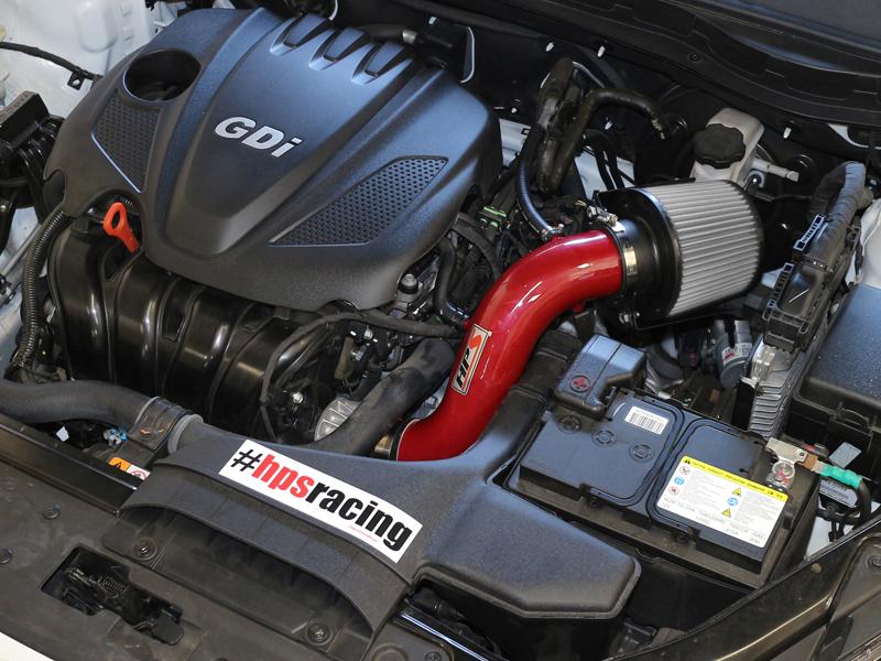 HPS Shortram Air Intake Kit 2011-2014 Hyundai Sonata 2.4L, Includes Heat Shield, Red