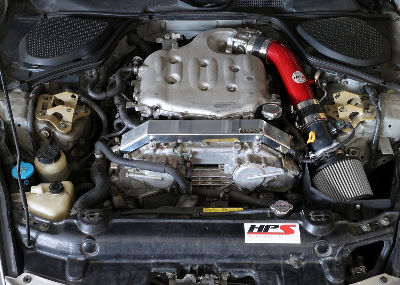 HPS Shortram Air Intake Kit 2003-2006 Nissan 350Z 3.5L V6, Includes Heat Shield, Red
