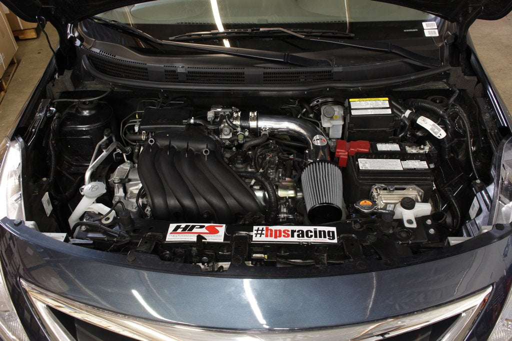 HPS Shortram Air Intake Kit 2012-2016 Nissan Versa 1.6L, Polish