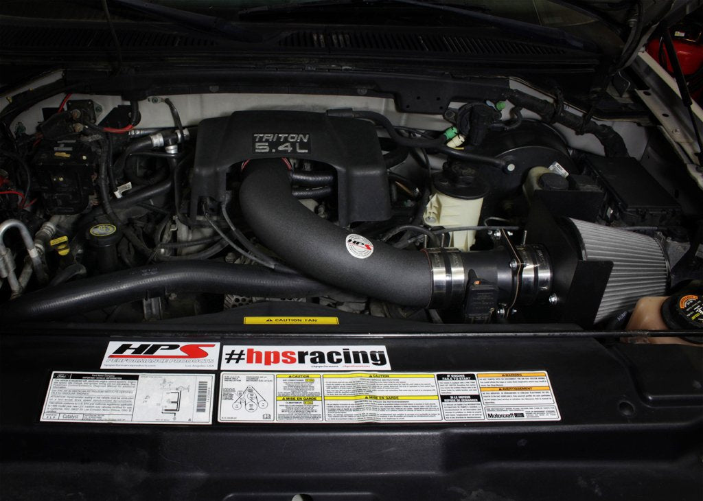 HPS Shortram Air Intake Kit 2001-2003 Ford Lobo 5.4L V8, Includes Heat Shield, Black
