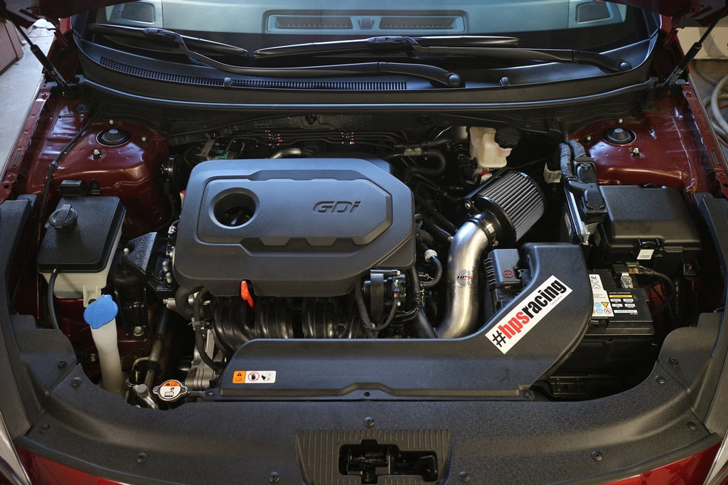 HPS Shortram Air Intake Kit 2016-2018 Kia Optima 2.4L Non Turbo, Includes Heat Shield, Polish