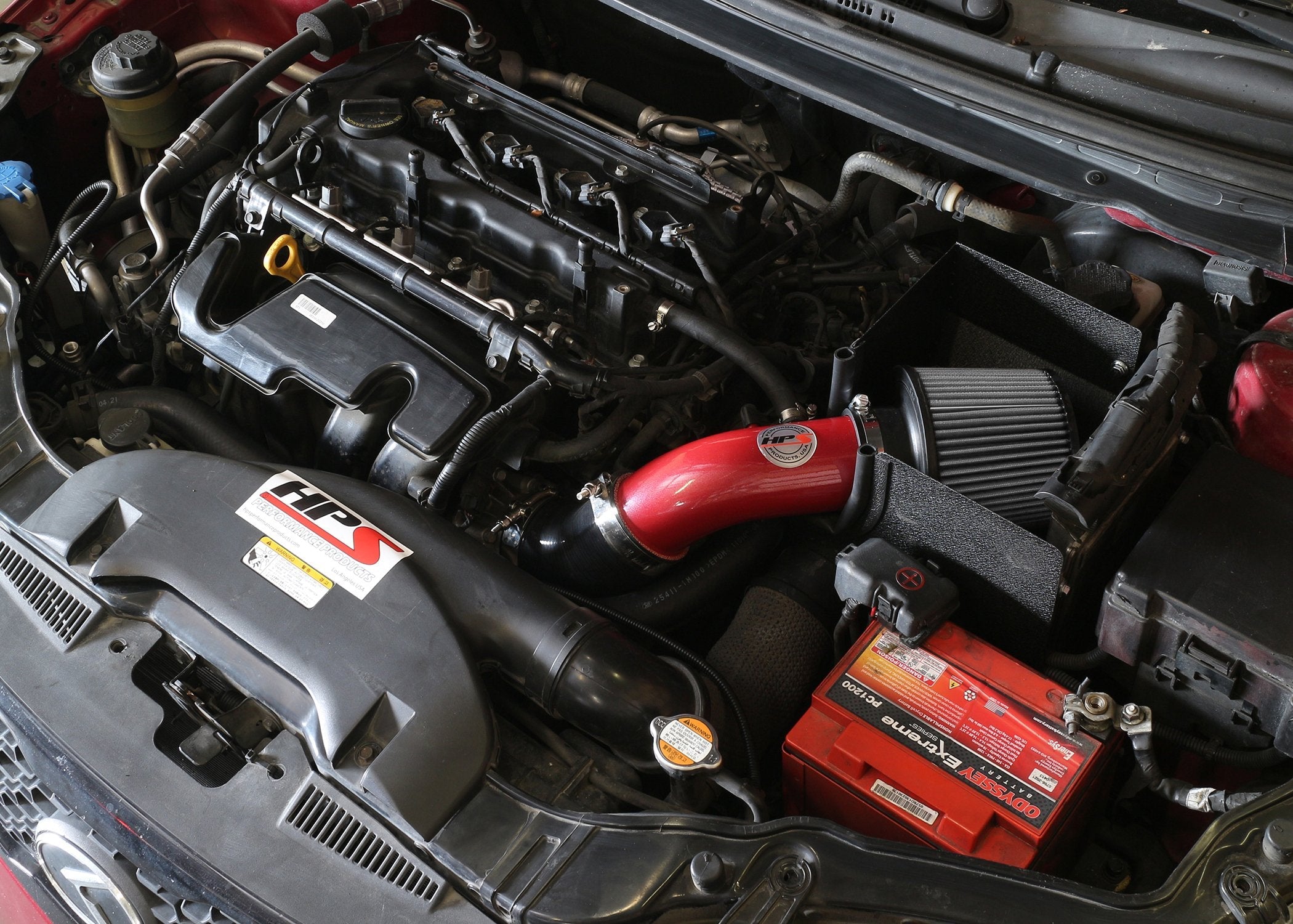 HPS Performance Products Shortram Air Intake Kit 2010-2013 Kia Forte Koup 2.4L, Includes Heat Shield, Red