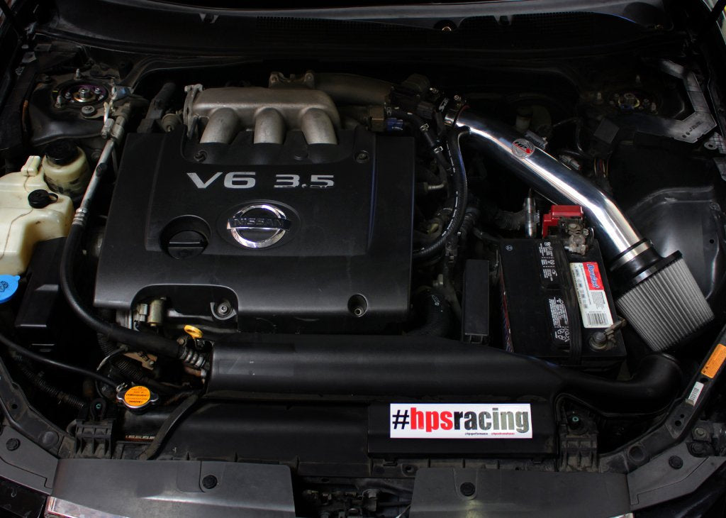 HPS Performance HPS Shortram Air Intake Kit 2004-2006 Nissan Altima V6 3.5L, Includes Heat Shield, Polish