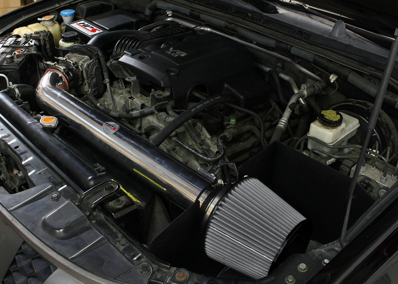 HPS Shortram Air Intake Kit 2005-2015 Nissan Xterra 4.0L V6, Includes Heat Shield, Polish