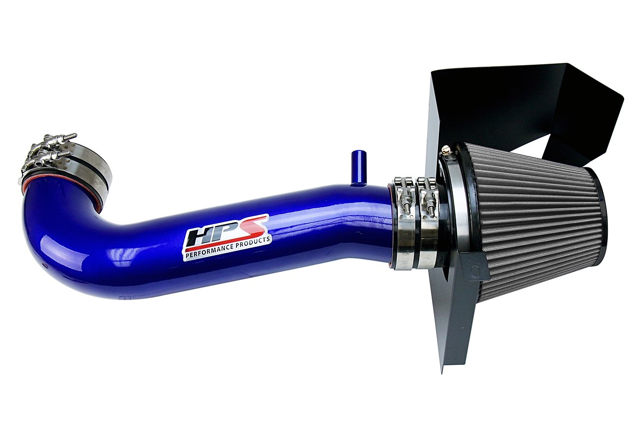 HPS Shortram Air Intake Kit 2011-2017 Dodge Challenger 5.7L V8 except Shaker Hood, Includes Heat Shield, Blue