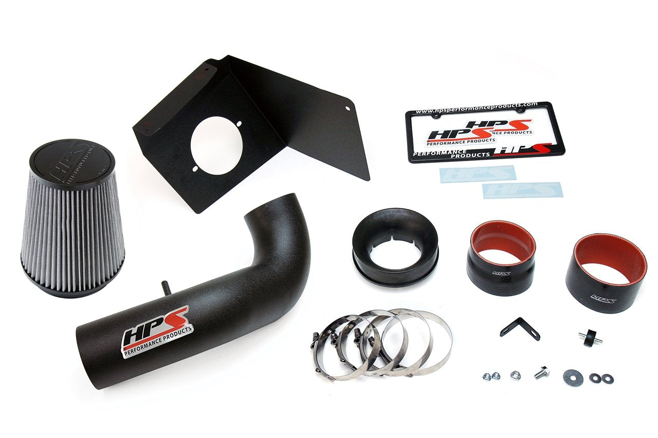 HPS Shortram Air Intake Kit 2007-2008 Chevy Silverado 1500 4.8L 5.3L 6.0L V8, Includes Heat Shield, Black