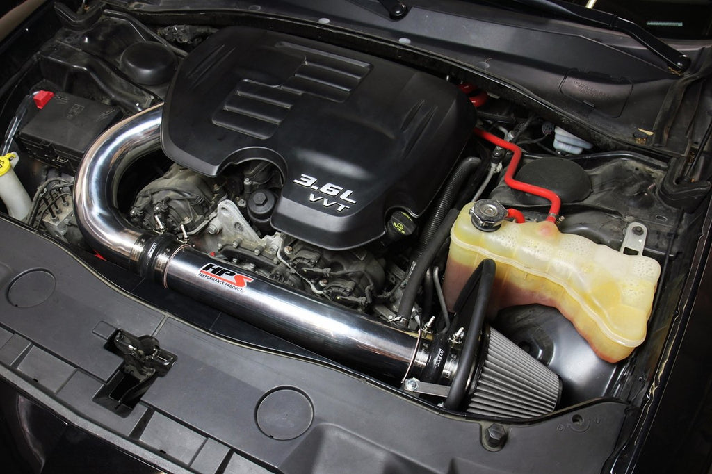 HPS Shortram Air Intake Kit 2011-2018 Dodge Challenger 3.6L V6, Includes Heat Shield, Polish