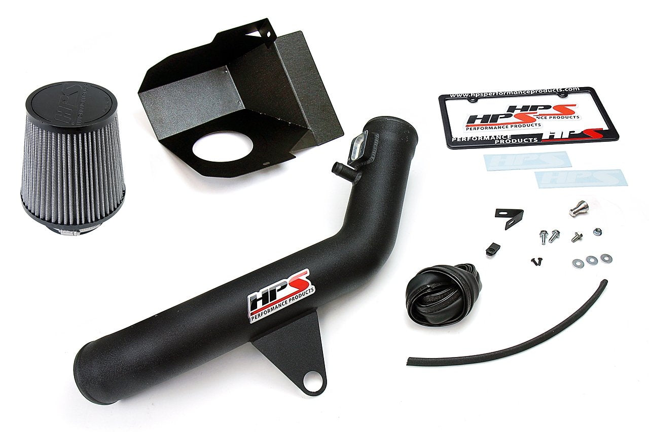 HPS Shortram Air Intake Kit 2012-2015 BMW 335ix F30 3.0L Turbo N55, Includes Heat Shield, Black