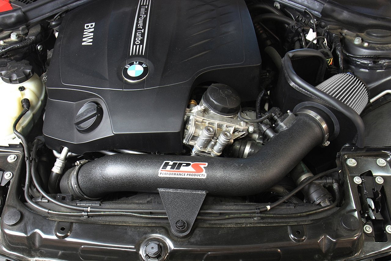 HPS Shortram Air Intake Kit 2012-2015 BMW 335ix F30 3.0L Turbo N55, Includes Heat Shield, Polish